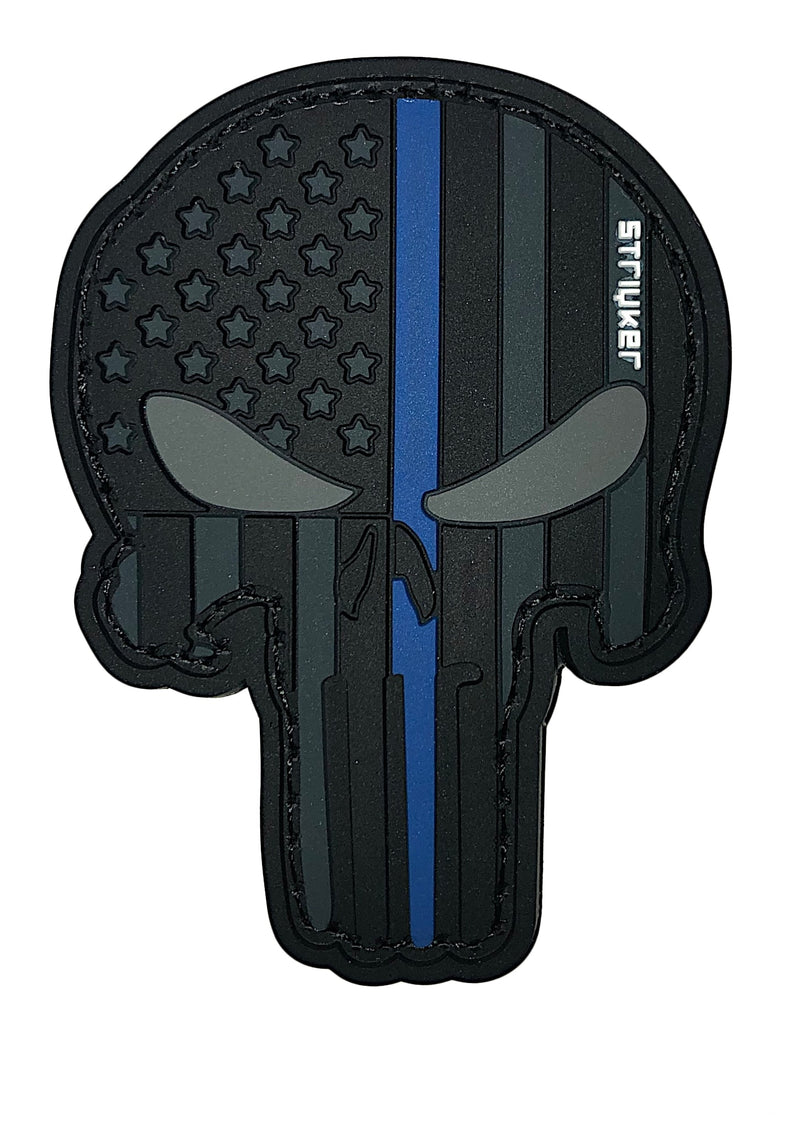 Thin Blue Line PVC Velcro Skull Patch